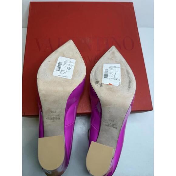Valentino Garavani Tan-Go Pink Patent Platform Ankle Strap Pumps Women’s 39.5